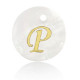 Shell pendant 15mm letter P Gold-White